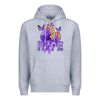 Heather Grey Hope lavender ribbon all cancers Premium Hoodie - NancyCooperArtShop