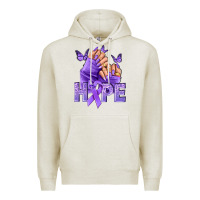 Oatmeal Heather Hope lavender ribbon all cancers Premium Hoodie - NancyCooperArtShop
