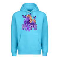 Ocean Blue Hope lavender ribbon all cancers Premium Hoodie - NancyCooperArtShop
