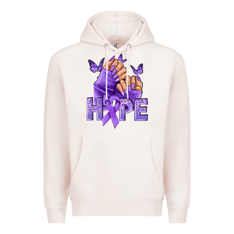 Hope Lavender Ribbon All Cancers Premium Hoodie by NancyCooperArtShop | Teevron