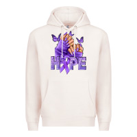 Pale Pink Hope lavender ribbon all cancers Premium Hoodie - NancyCooperArtShop