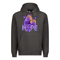 Smoke Hope lavender ribbon all cancers Premium Hoodie - NancyCooperArtShop