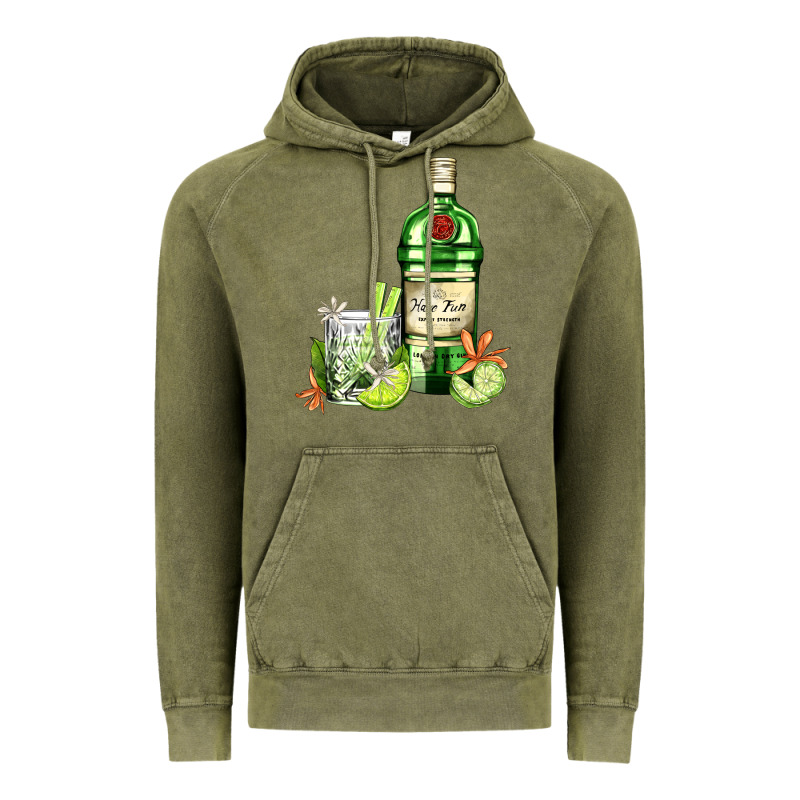 Gin Tonic Bottle And Cocktail Vintage Hoodie by AdoDesignShop | Teevron