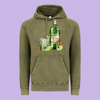 Gin Tonic Bottle And Cocktail Vintage Hoodie Designed By Adodesignshop