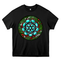 Black Christmas Round Turquoise Gemstone Heavy Core Tee - RanaPortraitStore