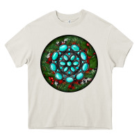 Cream Christmas Round Turquoise Gemstone Heavy Core Tee - RanaPortraitStore