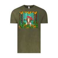 Vintage Olive goat with sunflower and cactus Vintage Tee - Artiststas