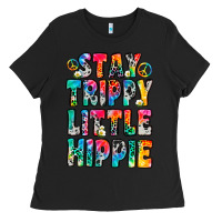 Black stay trippy little hippie Ladies Tee - Zillion Design Studio
