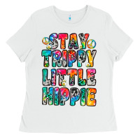 White stay trippy little hippie Ladies Tee - Zillion Design Studio