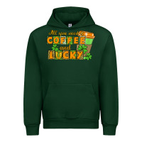 Forest Green All you need is coffee and lucky Urban Hoodie - CowGirlArtShop