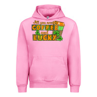 Fuchsia Pink All you need is coffee and lucky Urban Hoodie - CowGirlArtShop