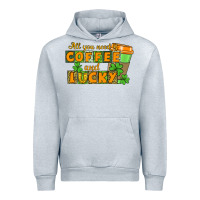 Heather Grey All you need is coffee and lucky Urban Hoodie - CowGirlArtShop