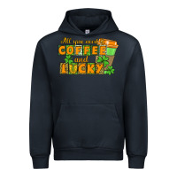 Navy All you need is coffee and lucky Urban Hoodie - CowGirlArtShop