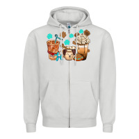 Dove Grey dog coffee cups with  food container bbs Zipper Hoodie - BundleAndBundleShop