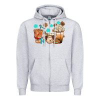Heather Grey dog coffee cups with  food container bbs Zipper Hoodie - BundleAndBundleShop