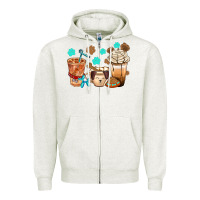 Oatmeal Heather dog coffee cups with  food container bbs Zipper Hoodie - BundleAndBundleShop