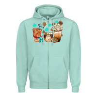 Seafoam dog coffee cups with  food container bbs Zipper Hoodie - BundleAndBundleShop