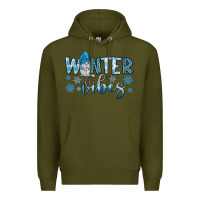 Army Green winter vibes gnome Premium Hoodie - JahusDesignShop
