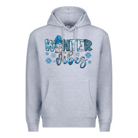 Heather Grey winter vibes gnome Premium Hoodie - JahusDesignShop
