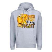 Heather Grey Her fight is our fight Childhood Cancer yellow Premium Hoodie - NancyCooperArtShop