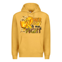 Mustard Her fight is our fight Childhood Cancer yellow Premium Hoodie - NancyCooperArtShop