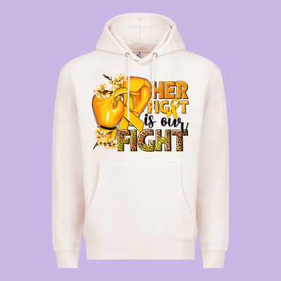 Her Fight Is Our Fight Childhood Cancer Yellow Premium Hoodie Designed By Nancycooperartshop