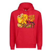 Red Her fight is our fight Childhood Cancer yellow Premium Hoodie - NancyCooperArtShop