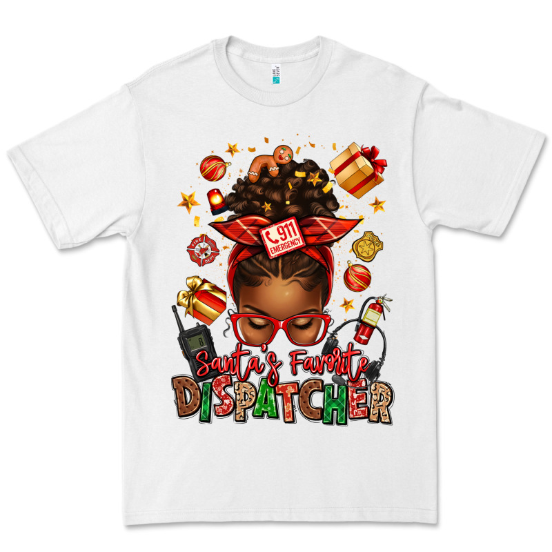 Santa's Favorite Dispatcher Afro Messy Bun Premium Tee by texasbilliewilder | Teevron