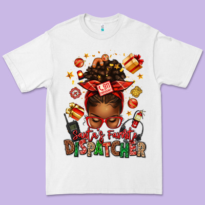 Santa's Favorite Dispatcher Afro Messy Bun Premium Tee Designed By Texasbilliewilder