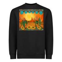 Black western sunset cactus sunflowers gemstones leopards Heavyweight Sweatshirt - BarkalooDesign