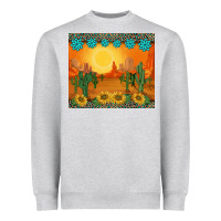 Heather Grey western sunset cactus sunflowers gemstones leopards Heavyweight Sweatshirt - BarkalooDesign