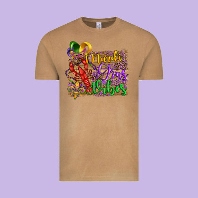 Mardi Gras Vibes Crawfish Mask And Fleur De Lis Vintage Tee Designed By Artiststas