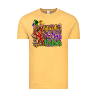 Vintage Mustard mardi gras vibes crawfish mask and fleur de lis Vintage Tee - Artiststas