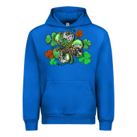 Cobalt St. Patrick's Day shamrock leopard and cowhide Urban Hoodie - CowGirlArtShop