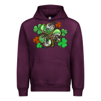 Mauve Wine St. Patrick's Day shamrock leopard and cowhide Urban Hoodie - CowGirlArtShop