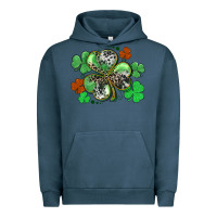 Pigment Midnight Navy St. Patrick's Day shamrock leopard and cowhide Urban Hoodie - CowGirlArtShop