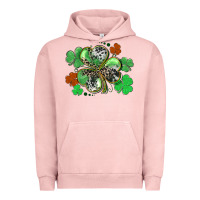 Pigment Salmon St. Patrick's Day shamrock leopard and cowhide Urban Hoodie - CowGirlArtShop