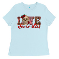 Baby Blue love never dies skull Ladies Tee - RanaPortraitStore