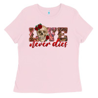 Bubblegum Pink love never dies skull Ladies Tee - RanaPortraitStore