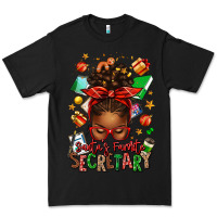 Black santa's favorite secretary afro messy bun Premium Tee - texasbilliewilder
