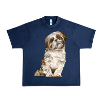 Navy Shih Tzu Dog Urban Heavy Tee - LillyAllenDesigns