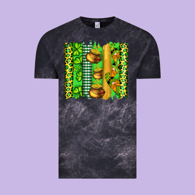 St Patricks Gnomes And Cloves With Leopard  Brushstrokes Vintage Tee Designed By Artiststas