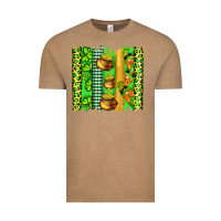 Vintage Coffee st patricks gnomes and cloves with leopard  brushstrokes Vintage Tee - Artiststas