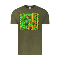 Vintage Olive st patricks gnomes and cloves with leopard  brushstrokes Vintage Tee - Artiststas