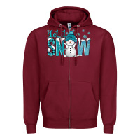 Burgundy let it snow with cute snowman bbs Zipper Hoodie - BundleAndBundleShop