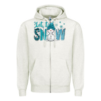 Oatmeal Heather let it snow with cute snowman bbs Zipper Hoodie - BundleAndBundleShop