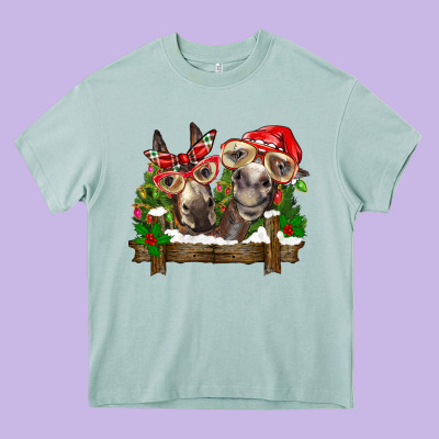 Christmas Donkeys Heavy Core Tee Designed By Barkaloodesign
