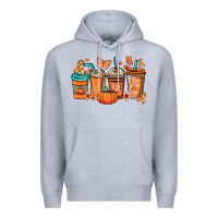 Heather Grey Kidney Cancer coffee cups orange ribbon Premium Hoodie - NancyCooperArtShop