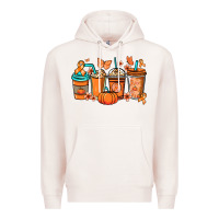 Pale Pink Kidney Cancer coffee cups orange ribbon Premium Hoodie - NancyCooperArtShop