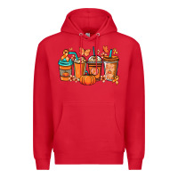 Red Kidney Cancer coffee cups orange ribbon Premium Hoodie - NancyCooperArtShop